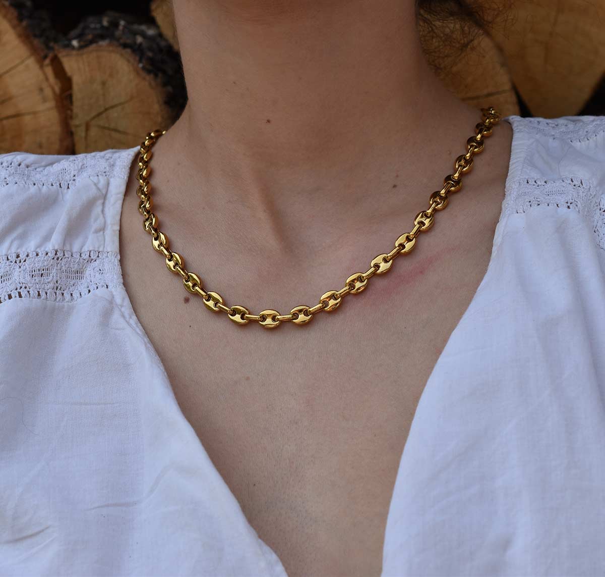 Theta Cubana Chain Gold 8MM Αλυσίδα λαιμού από ανοξείδωτο ατσάλι 316L